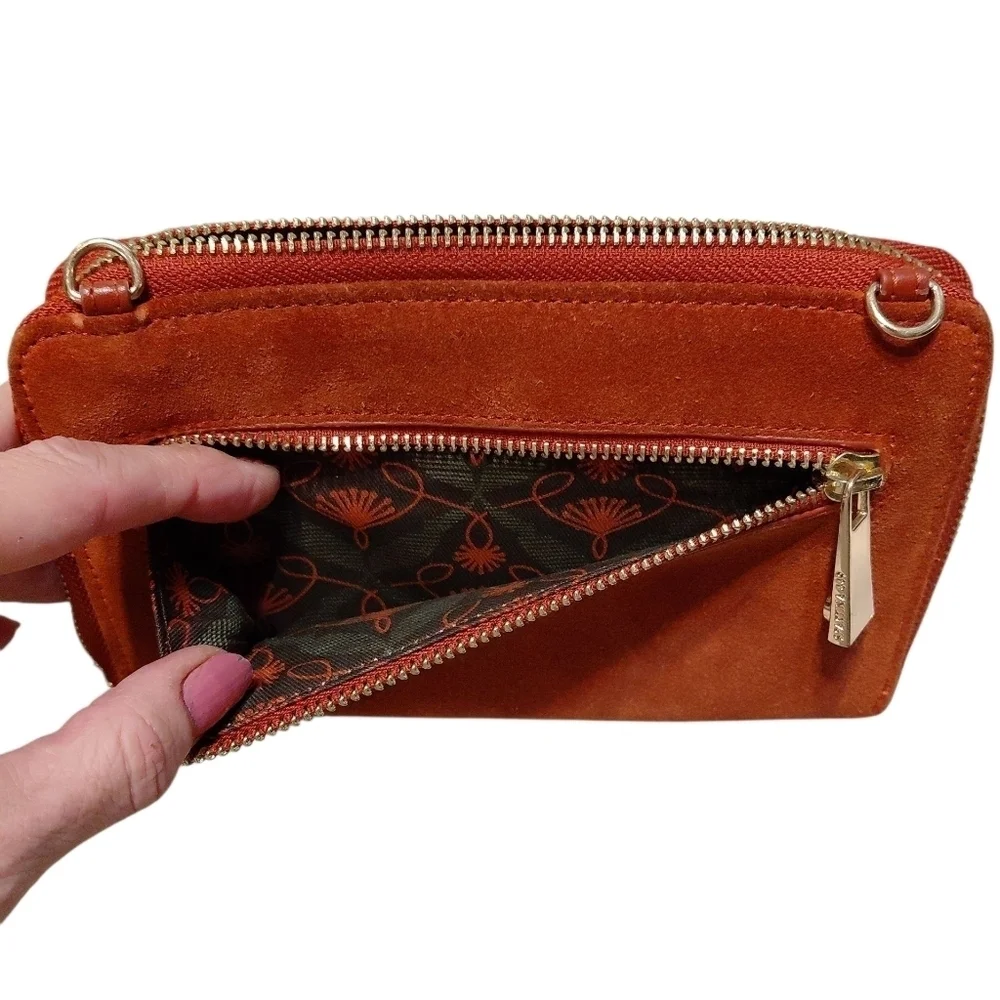 Spartina 449 Suede Leather Wallet Clutch In Rust